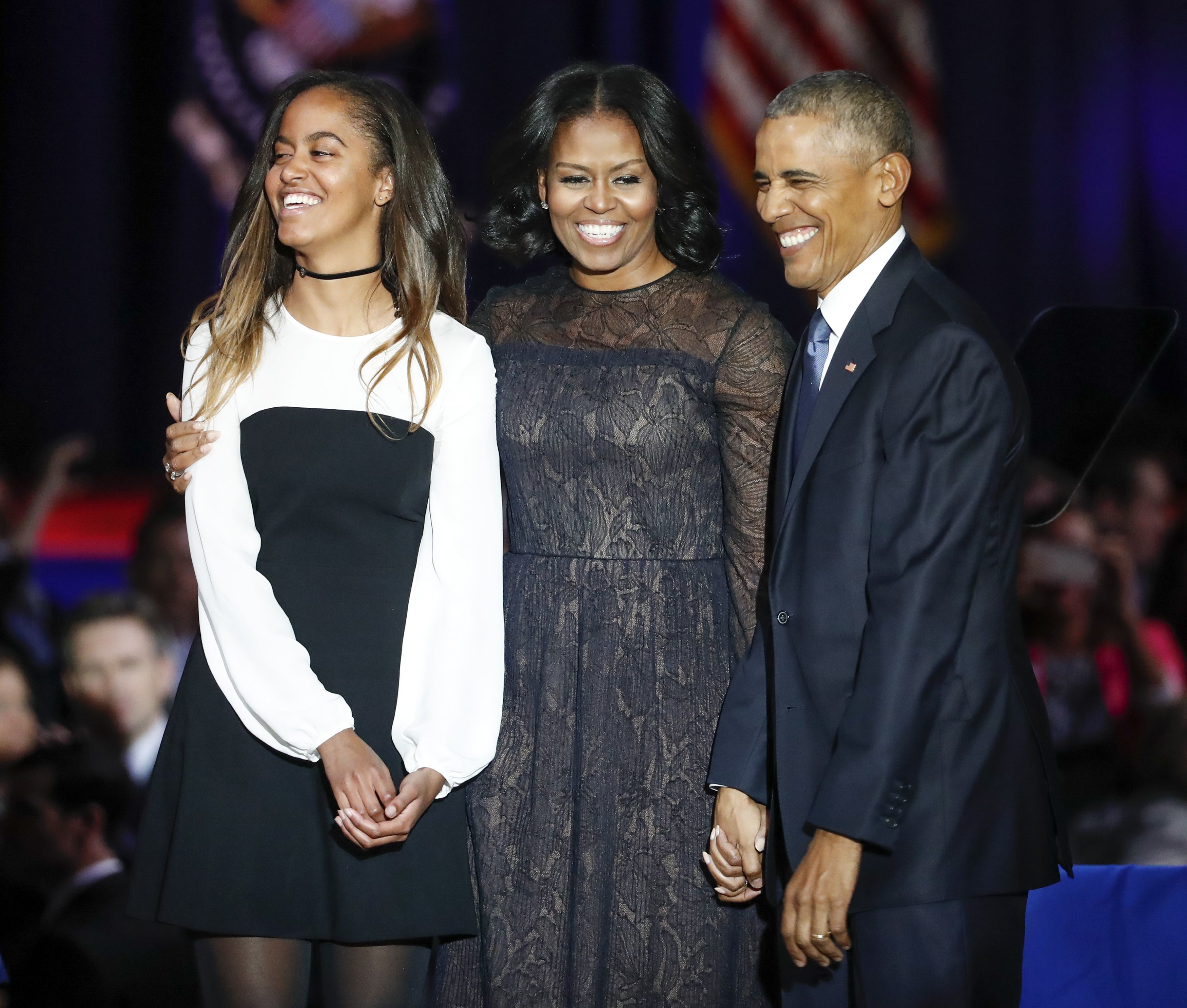 Barack Obama, Michelle Obama, Malia Obama 