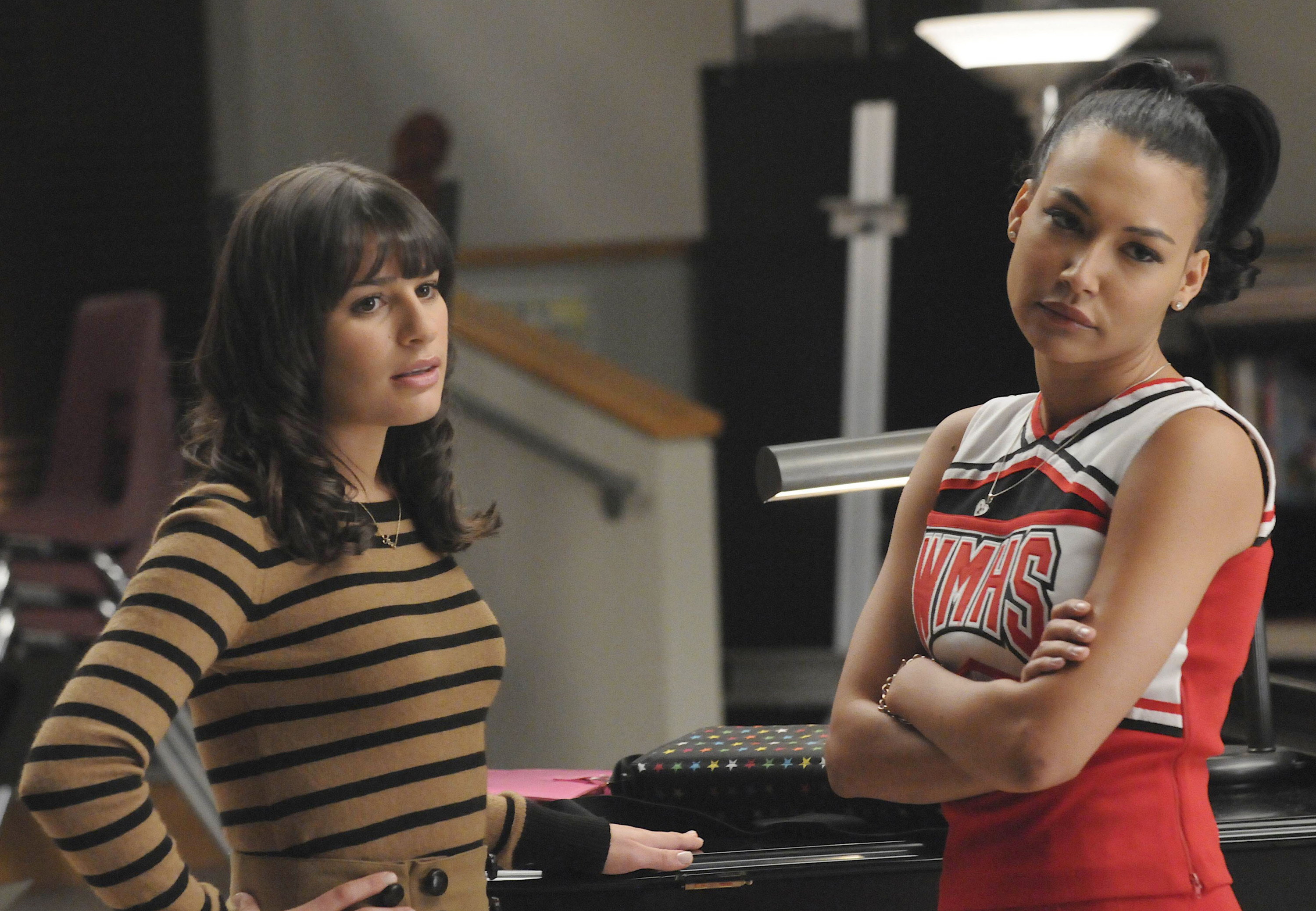 Glee, Lea Michele, Naya Rivera, Rachel Berry, Santana Lopez