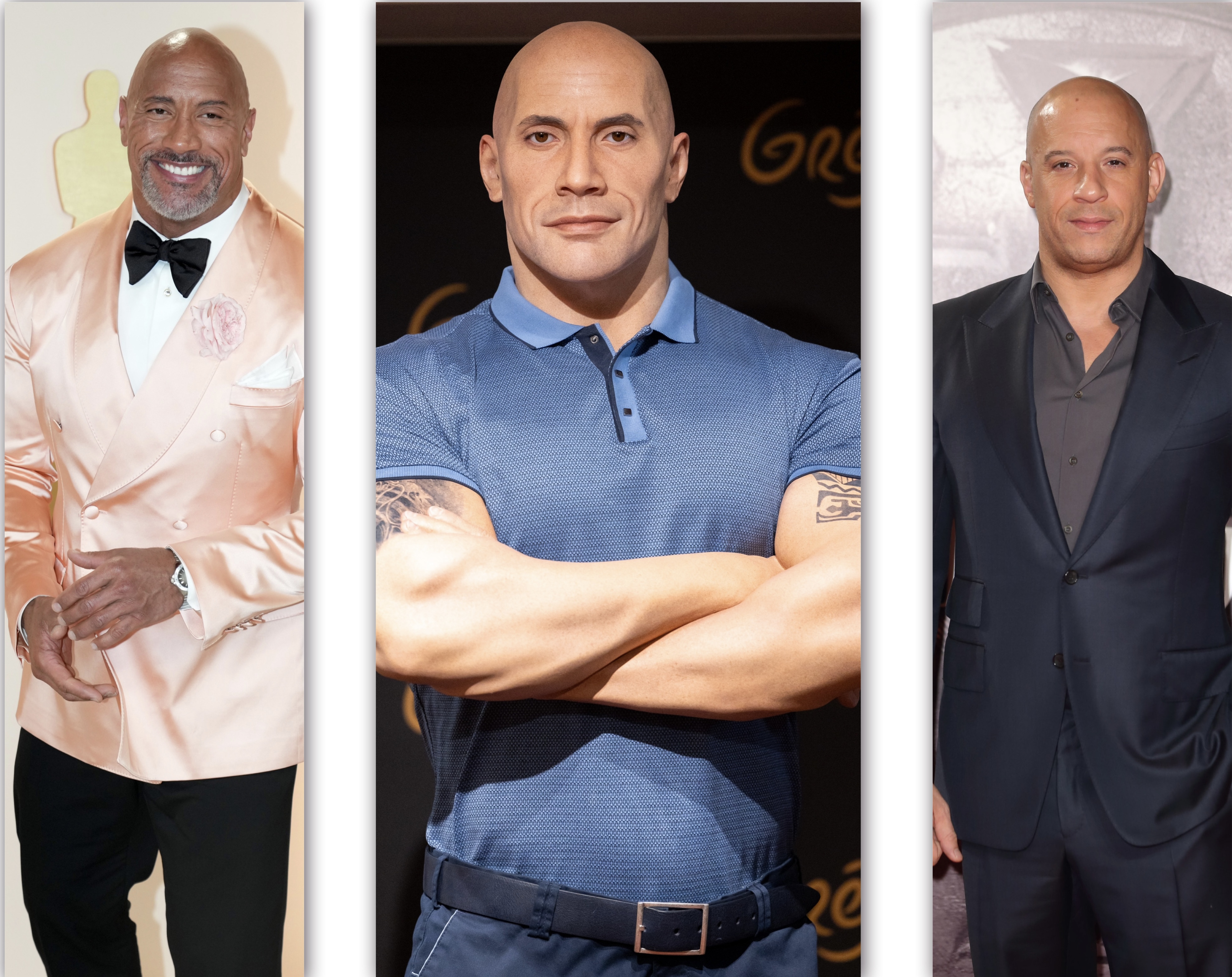 Dwayne Johnson, Dwayne Johnson wax figure, Vin Diesel composite