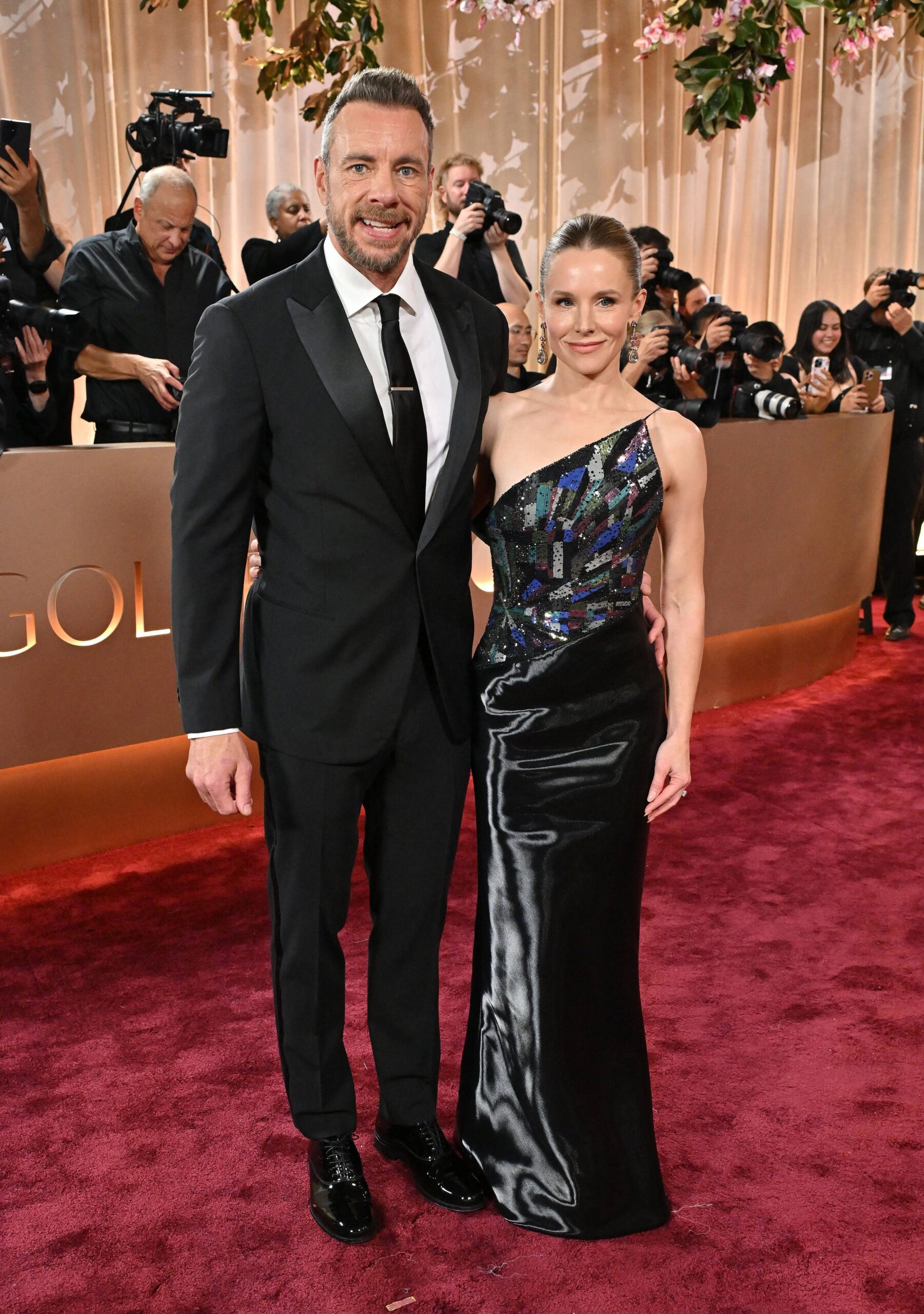 Dax Shepard and Kristen Bell — in Giorgio Armani Privé — attend the 83rd Golden Globe Awards at The Beverly Hilton hotel in Beverly Hills on January 11, 2026.